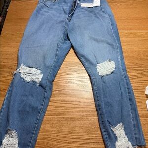 Good American Medium Blue Distressed NWT GOOD Classic Jeans